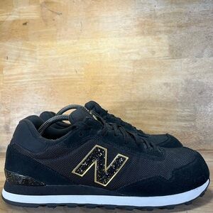 New Balance 515 SUEDE Womens Size 12 Shoes Sneakers Black/Gold Metallic WL515HRB
